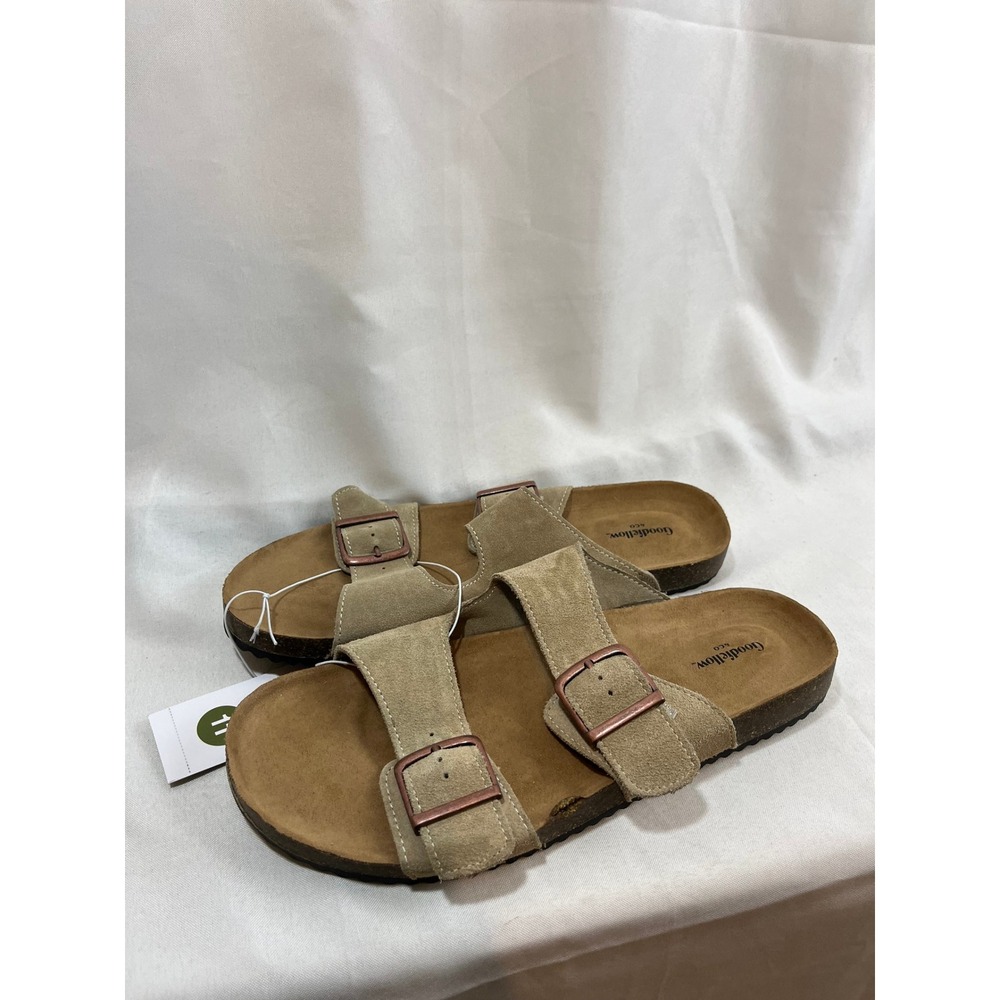 Goodfellow & Co Mens Taupe Double Strap Buckle Slide Sandals Size 11 NEW